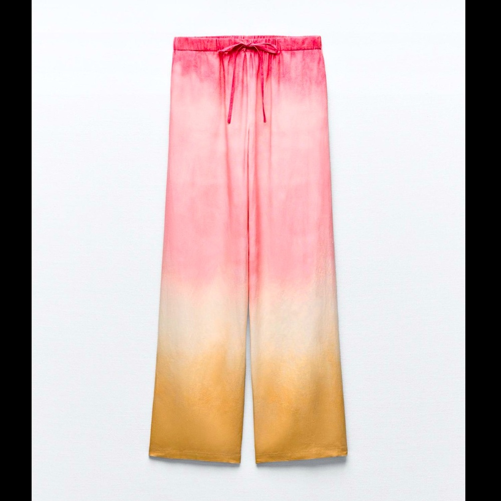 TIE DYE WIDE LEG PANTS WITH LINEN